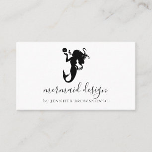 Carte De Visite Black Simple Modern Sophisticated Mermaid