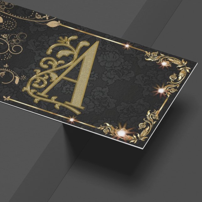 Carte De Visite Black Sparkle Monogramme  (Créateur téléchargé)