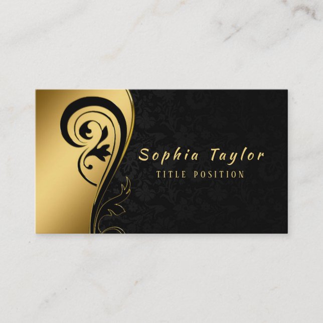 Carte De Visite Black Swirl Et Damask (Devant)