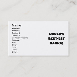 Carte De Visite Black Text Meilleurs T-shirts et cadeaux Nanna