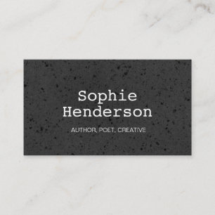 Carte De Visite Black Textured Minimalist Author Professionnel