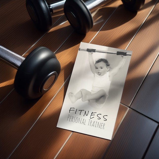 Carte De Visite Black White Adorable Baby Fitness Personal Trainer (Créateur téléchargé)