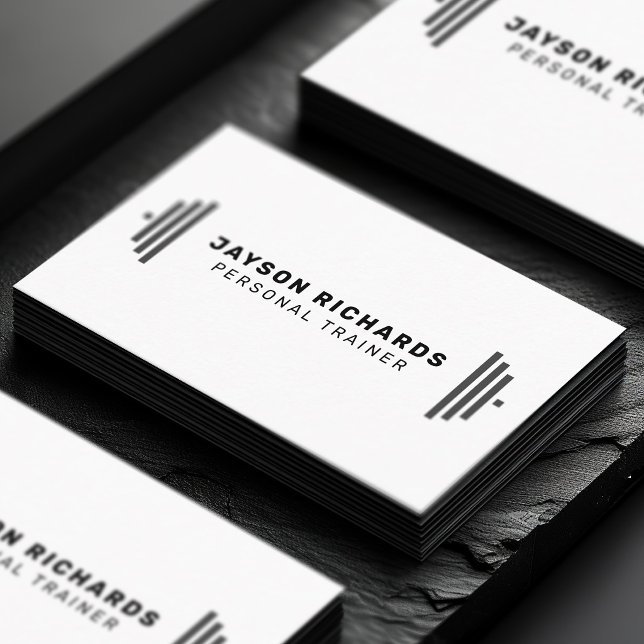 Carte De Visite Black & White Bold Barbell Personal Trainer Simple (Créateur téléchargé)