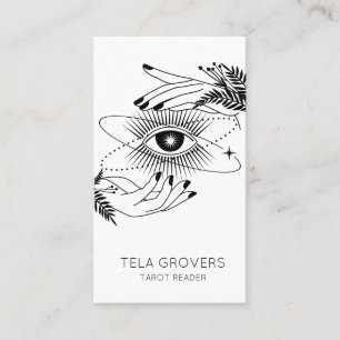 Carte De Visite Black & White Chic Modern Mystic Tarot Reader