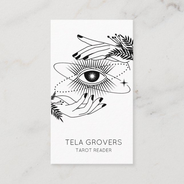 Carte De Visite Black & White Chic Modern Mystic Tarot Reader (Devant)
