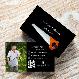 Carte De Visite Black white home réparations photo QR code handyma