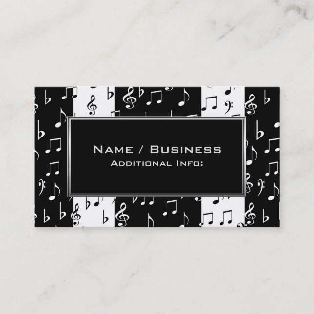 Carte de visite Black & White Musical Stripes (Devant)