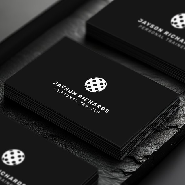Carte De Visite Black & White Pickleball Coaching Personal Trainer (Créateur téléchargé)