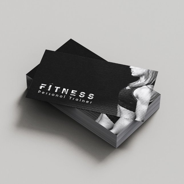 Carte De Visite Black White Professional Fitness Personal Trainer (Créateur téléchargé)