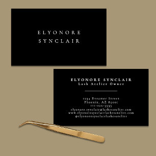 Carte De Visite Black White Script Cils Studio