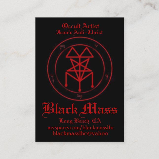 Carte De Visite blackmasspent1, artiste occulte, Anti-Chri (Devant)