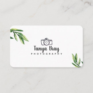 Carte de visite blanc avec le détail de verdure