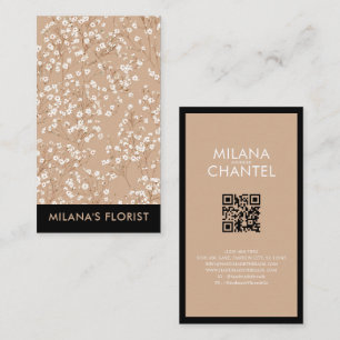 Carte De Visite Blanc Beige Daisy Moderne Hippie Fleur Fleuriste
