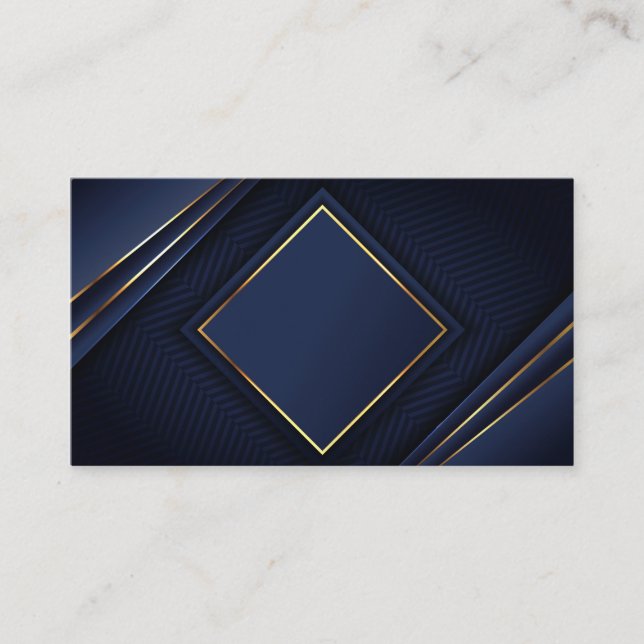 Carte De Visite Blanc bleu et or de luxe (Devant)