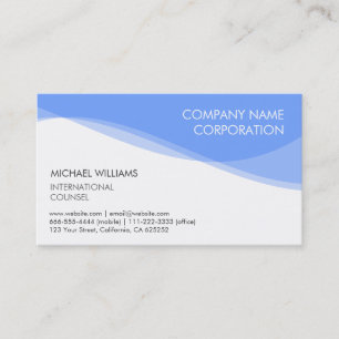 CARTE DE VISITE BLANC BLEU MINIMALISTE MODERNE ÉLÉGANT