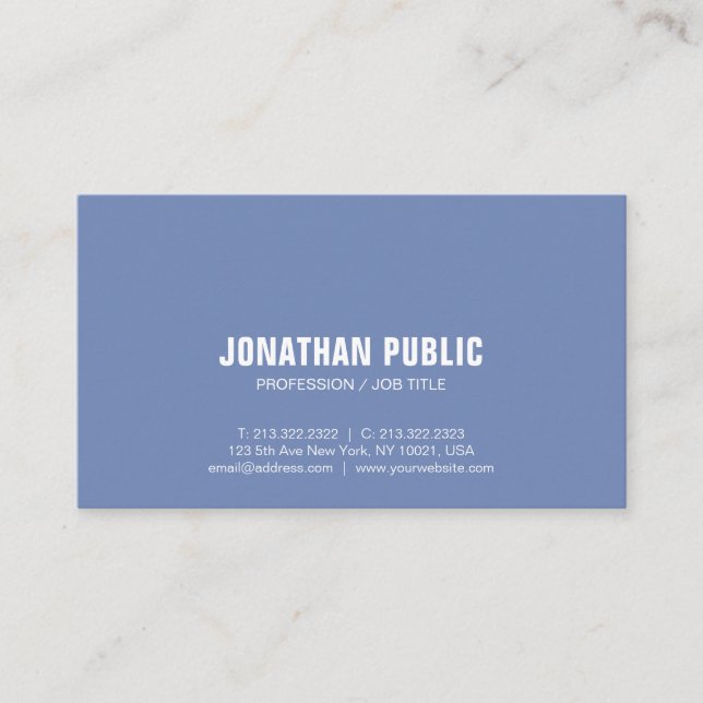 Carte De Visite Blanc bleu moderne minimaliste Plaque professionne (Devant)
