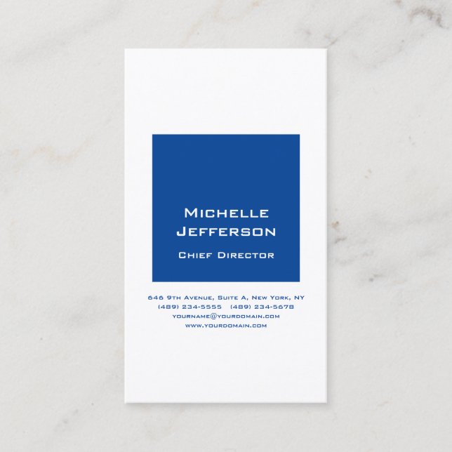 Carte De Visite Blanc bleu moderne professionnel (Devant)