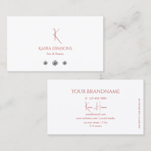 Carte De Visite Blanc clair moderne avec Monogramme et Diamants Ch