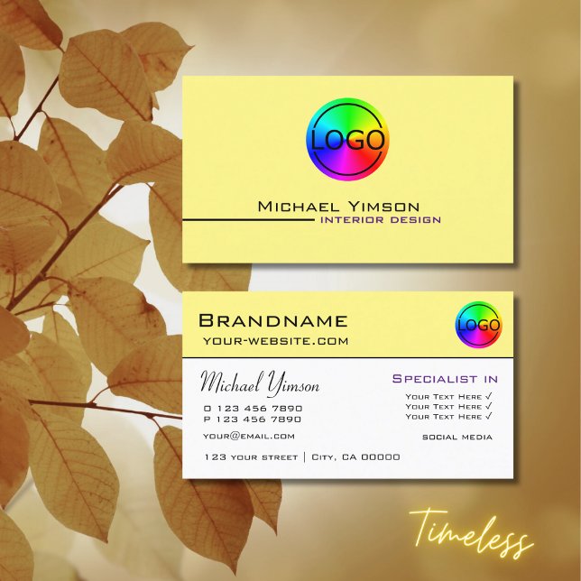 Carte De Visite Blanc clair simple avec logo professionnel (Créateur téléchargé)