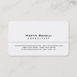 Carte de visite blanc de consultant en matière de