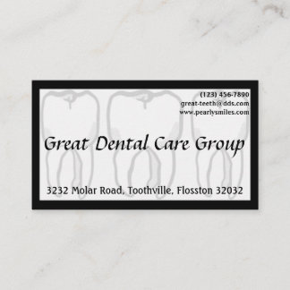 Carte de visite blanc de dentiste de trois dents