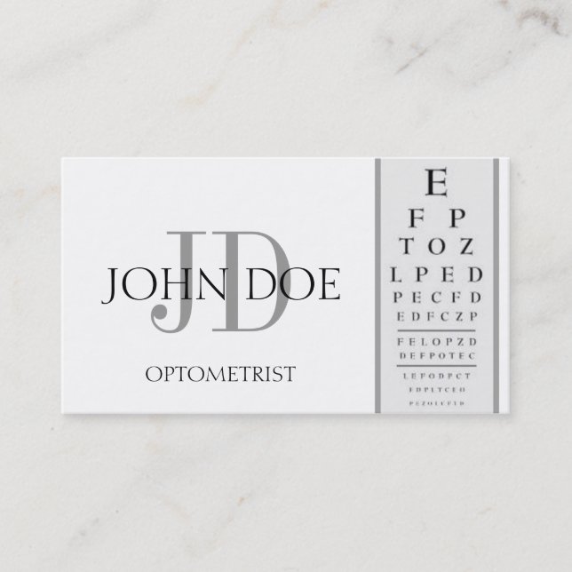 Carte De Visite Blanc de diagramme d'optométriste (Devant)