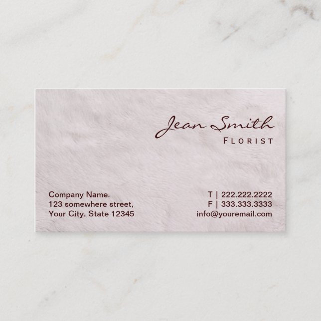 Carte de visite blanc de fleuriste de texture de (Devant)