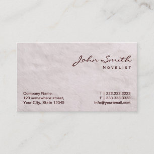 Carte de visite blanc de romancier de texture de