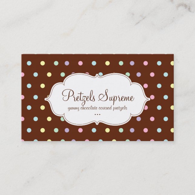 Carte De Visite Blanc de rose de chocolat de pois de boulangerie (Devant)