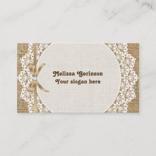 Carte De Visite Blanc dentelle et burlap