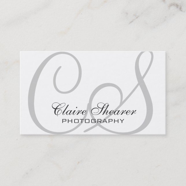 Carte de visite blanc d'initiales (Devant)