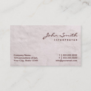 Carte de visite blanc d'interprète de texture de