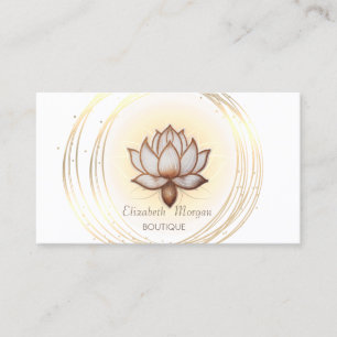 Carte De Visite Blanc élégant moderne, Cercles d'or Brown Lotus