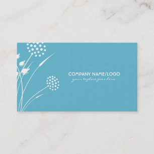 Carte De Visite Blanc Et Bleu Abstrait Élégant Modèle Fleur