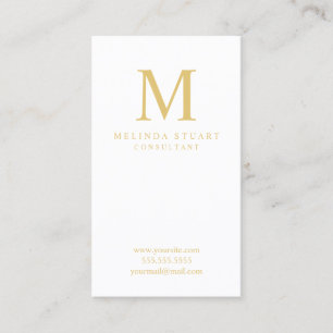 Carte De Visite Blanc et monogramme élégant d'or