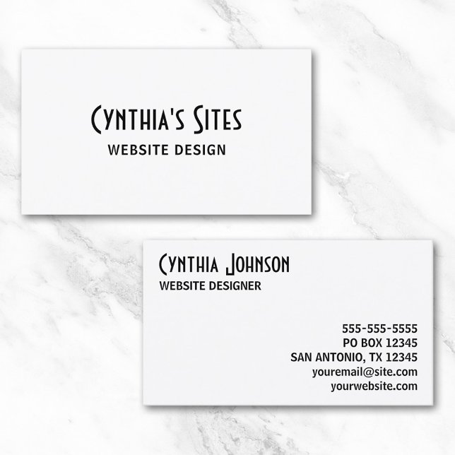 Carte De Visite Blanc et noir (White and Black Retro Bold Business Card)