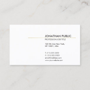 Carte De Visite Blanc et or minimaliste élégant Plain moderne
