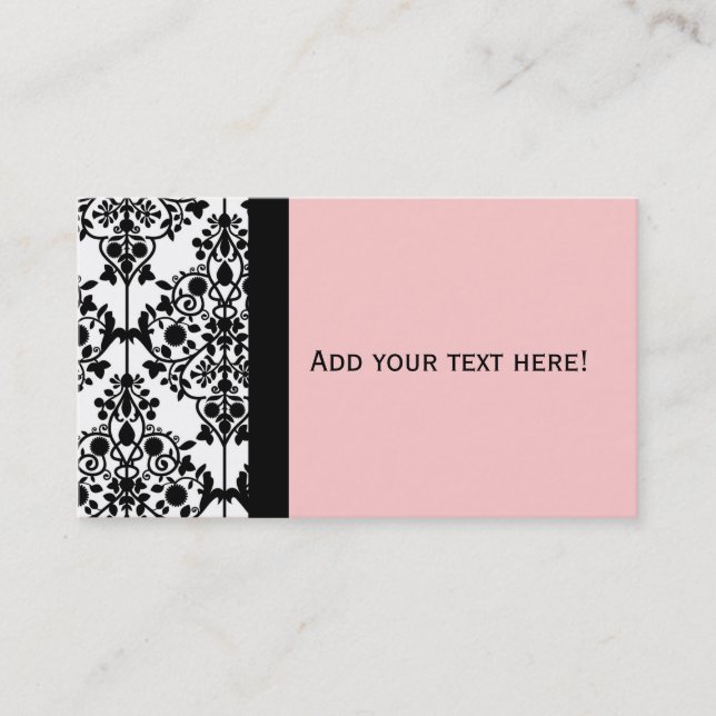Carte de visite blanc et rose noir élégant de (Devant)