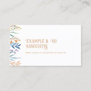 Carte de visite blanc, Fleurs sauvages orange et b