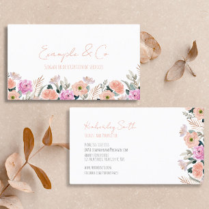 Carte de visite blanc, Floral Rose Orange classiqu
