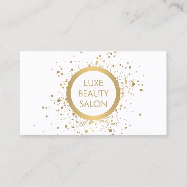 Carte de visite blanc Gold Confetti Circle (Devant)