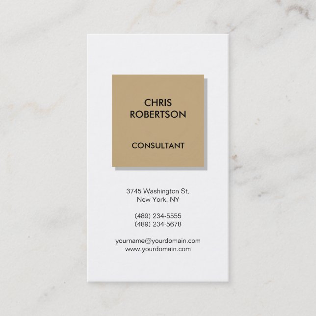 Carte de visite blanc gris argenté beige (Devant)