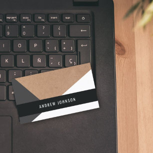 Carte De Visite Blanc gris imprimé moderne de papier d'emballage