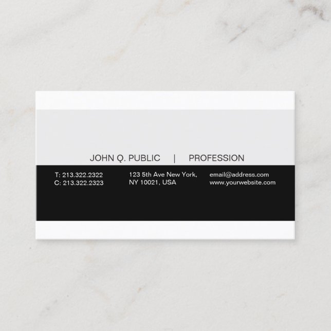 Carte De Visite Blanc gris noir professionnel moderne créatif (Devant)