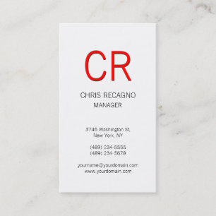 Carte de visite blanc gris rouge moderne vertical