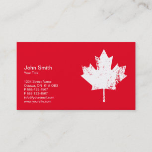 Carte de visite blanc grunge de feuille d'érable