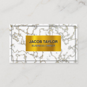 Carte De Visite Blanc marbre   Texture des taches d'or