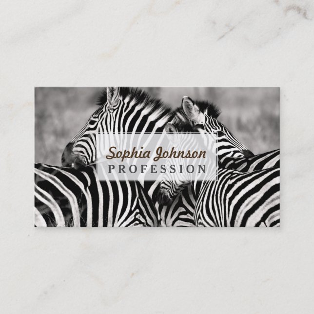Carte De Visite Blanc mignon de noir de safari de nature de (Devant)