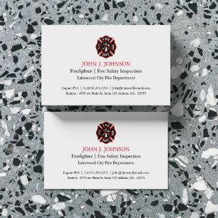 Carte De Visite Blanc minimal moderne d'inspecteur du feu du