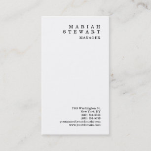 Carte De Visite Blanc minimaliste élégant sophistiqué moderne